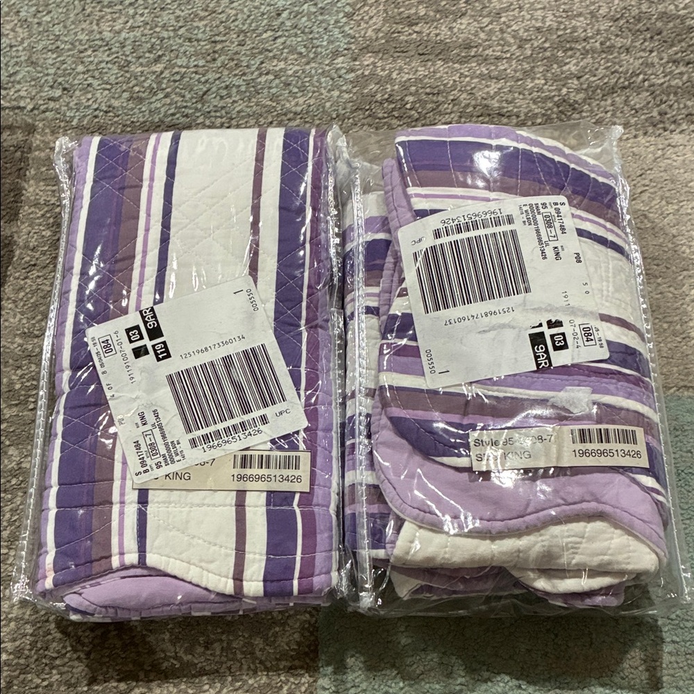 Lavender and White Striped Pillow Set